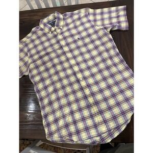 Polo Ralph Lauren Plaid Button Down Shirt large Blake Short Sleeve Cotton